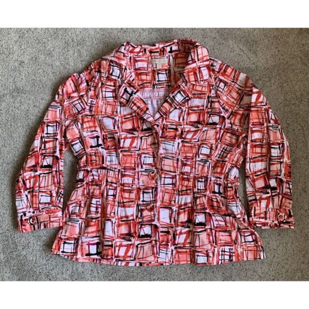 Laura‎ Ashley Women's Red Geometric Button Blazer 3X NWOT